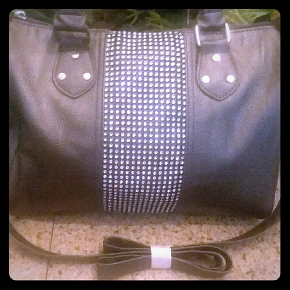Shoe Source Worldwide Handbags - GREY RHINESTONE LADIES HANDBAG